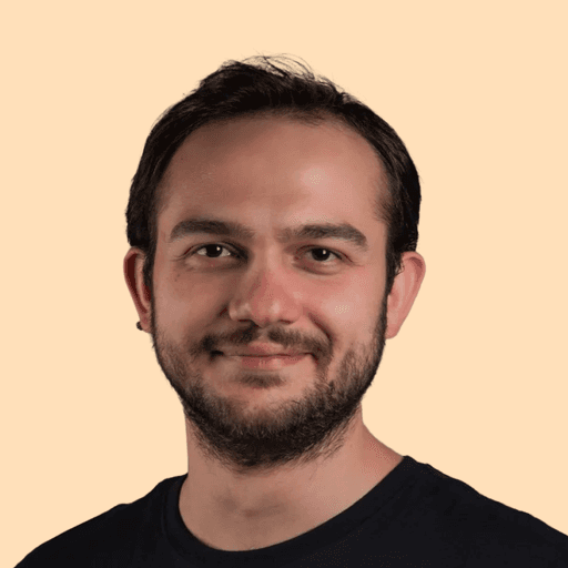 persona portrait image man with orange background and person's image on top