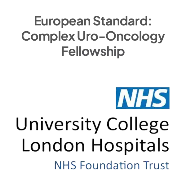 यूनिवर्सिटी कॉलेज लंदन हॉस्पिटल्स (UCLH) का आधिकारिक लोगो जहाँ डॉ. तुषार ने robotic urology प्रशिक्षण किया था।