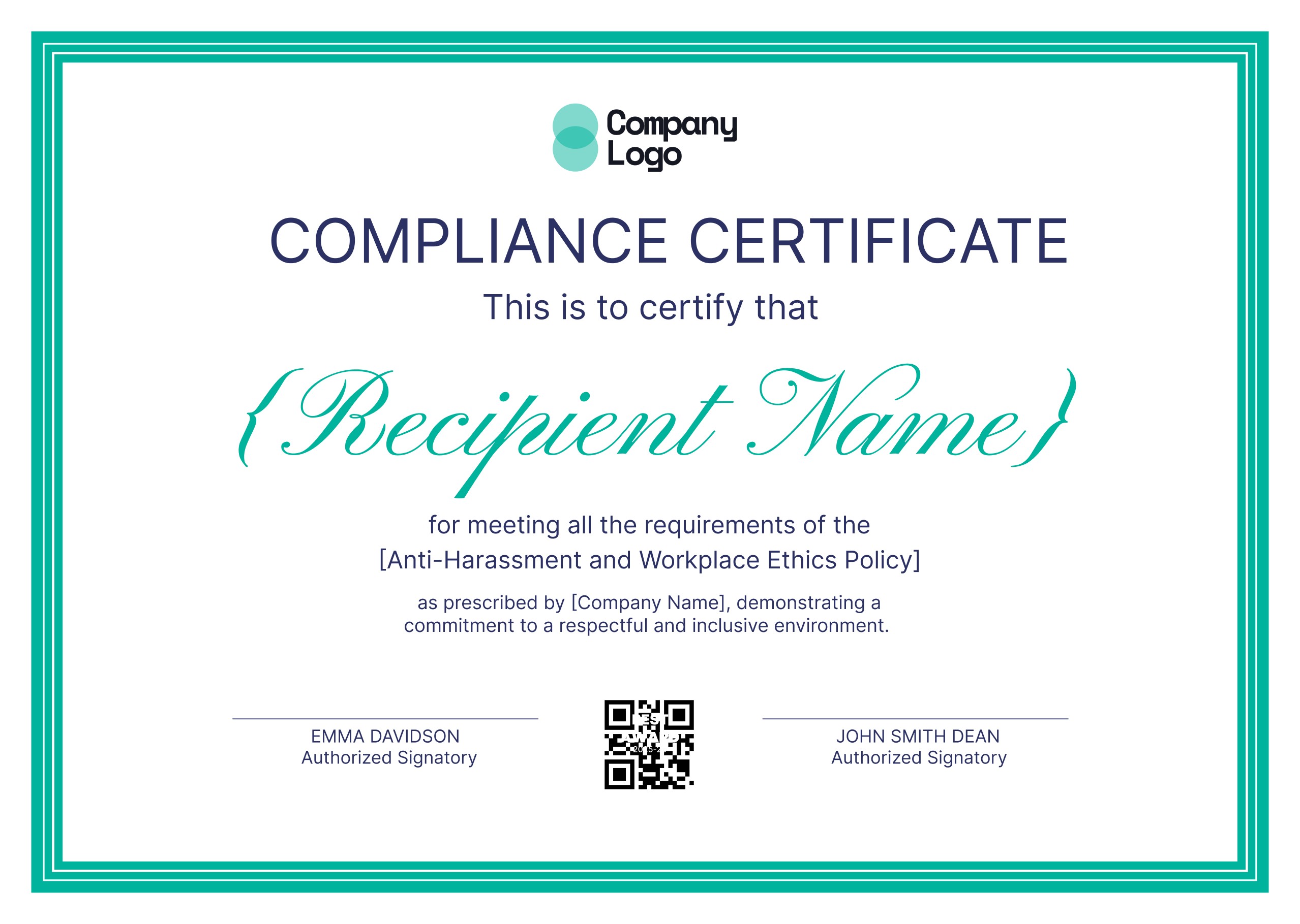 Wauld - Professional Certificate of Compliance Template