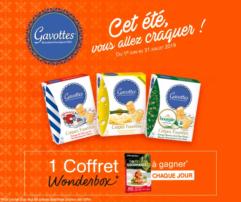 Image publicitaire montrant 3 coffrets Gavottes