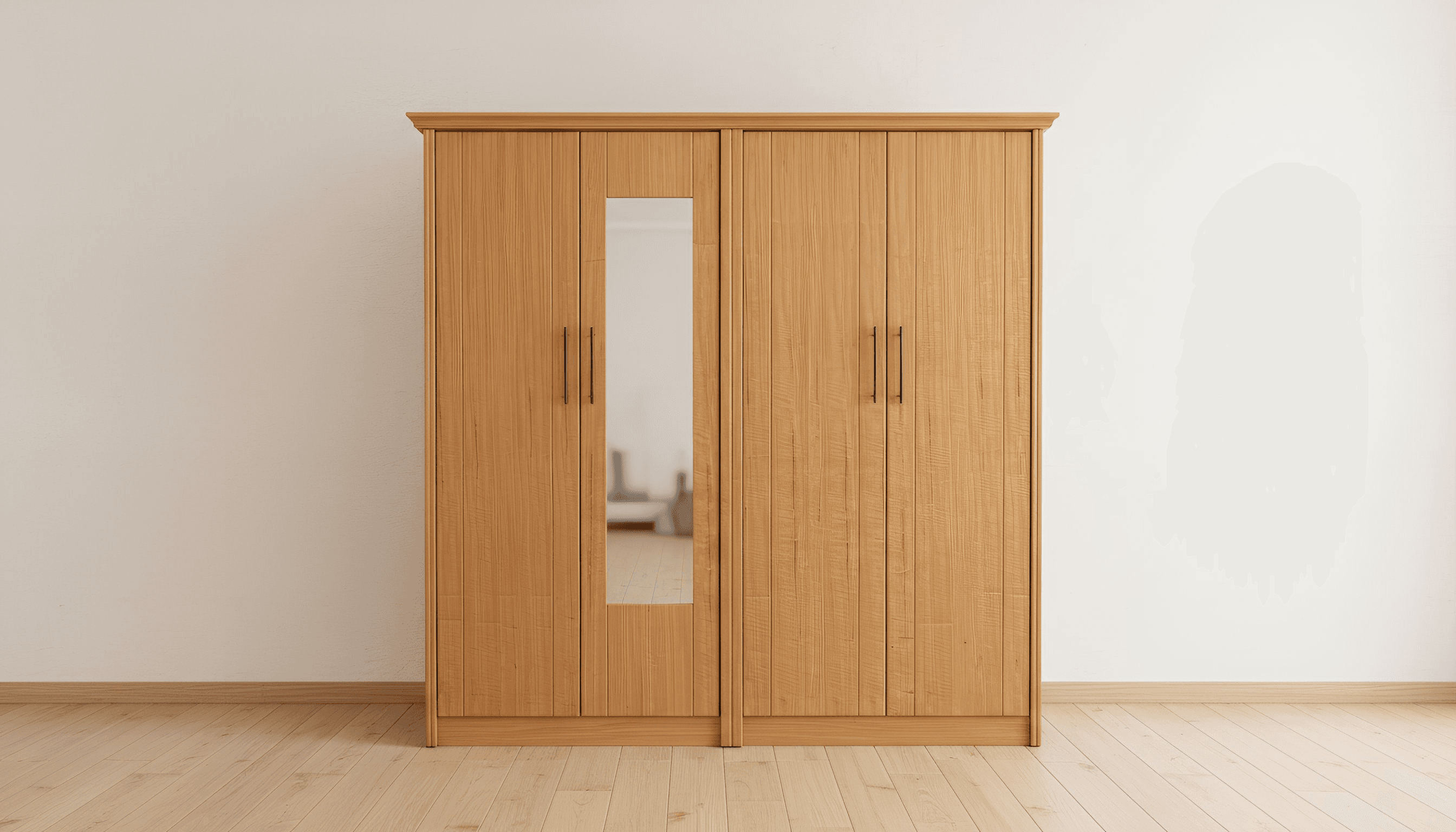 a gray couch with a wooden base on a gray background