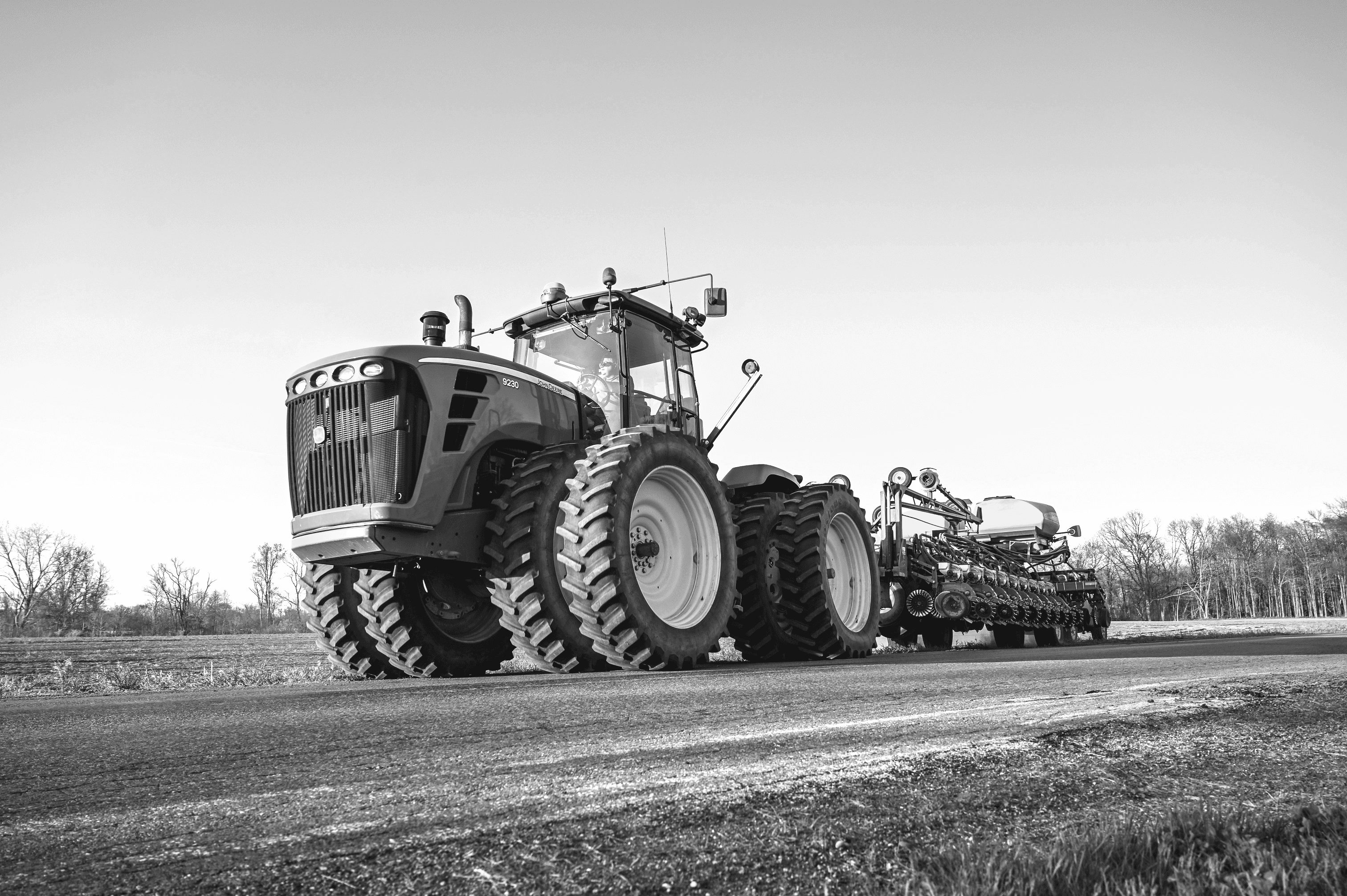 a tractor on a road
