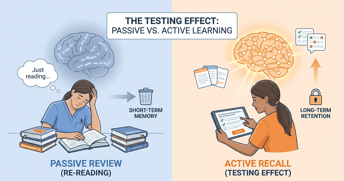Cover: The Testing Effect: Why Practice Questions Beat Re-Reading for Medical Exam Retention (2026)