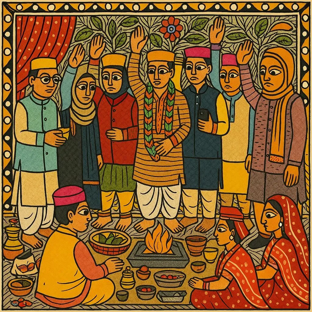 elders giving ashirwad during othangar ceremony