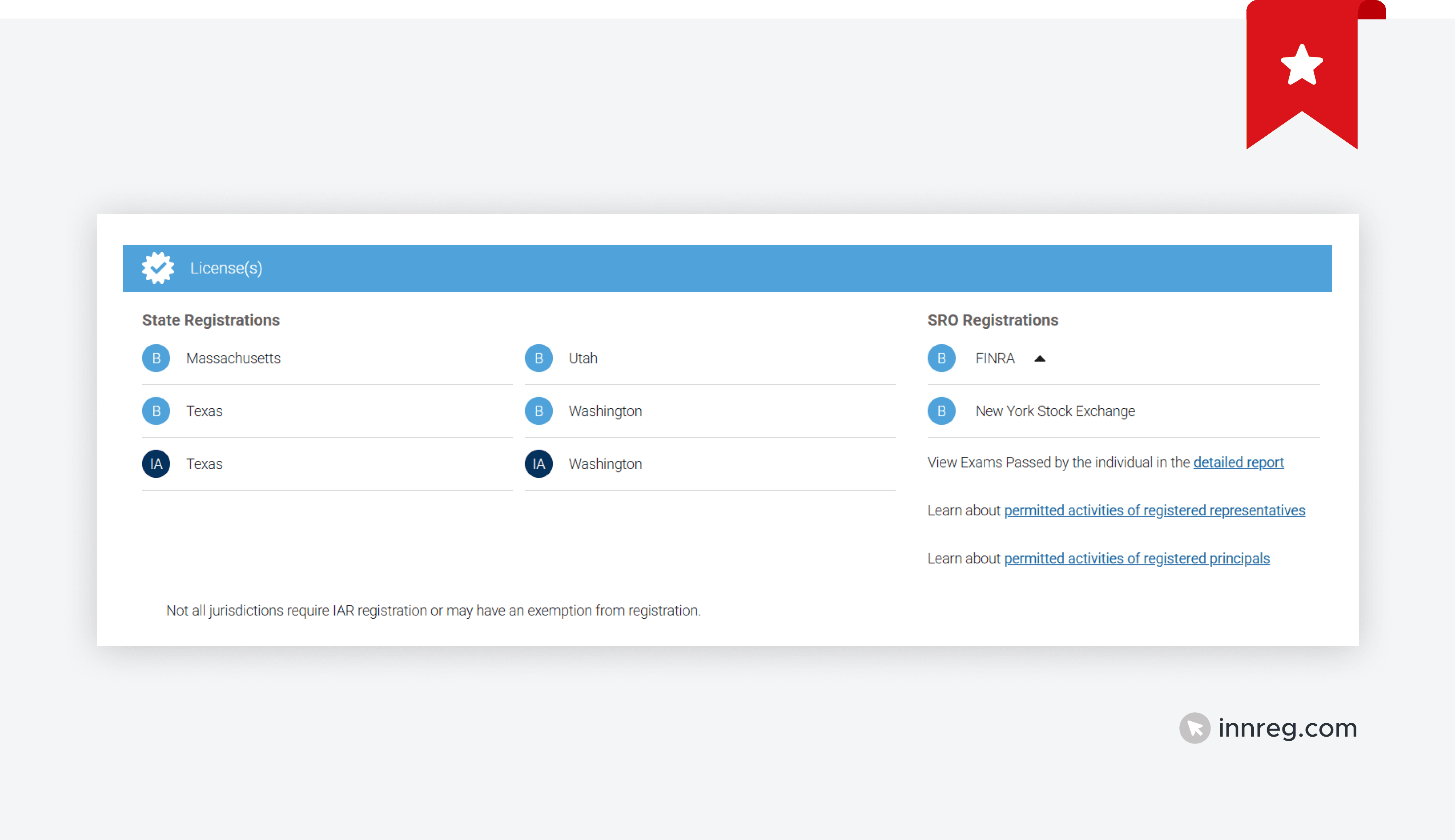 FINRA BrokerCheck Registrations