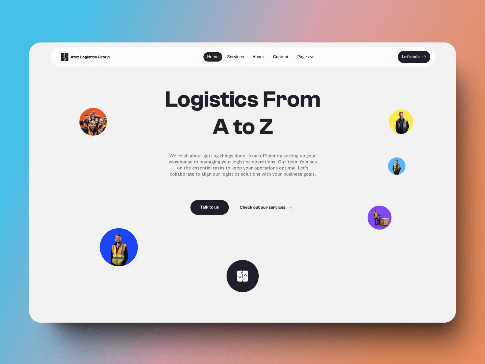 Homepage of Atoz Logistics Group's redesigned website by CanvasHug, featuring a modern interface.