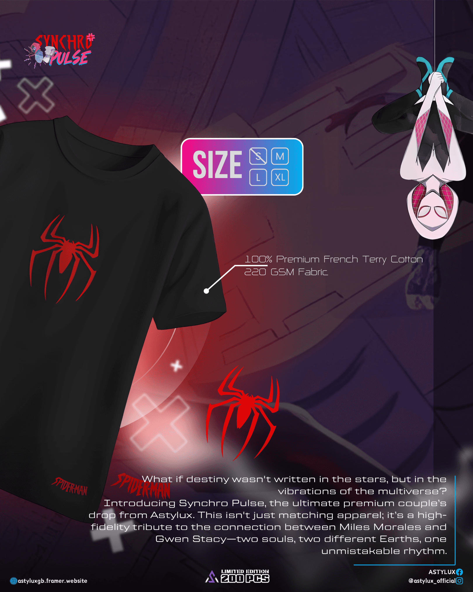 Synchro Pulse / The Multiverse Combo Oversized Tees THE VANGUARD (BLACK & RED — MILES)