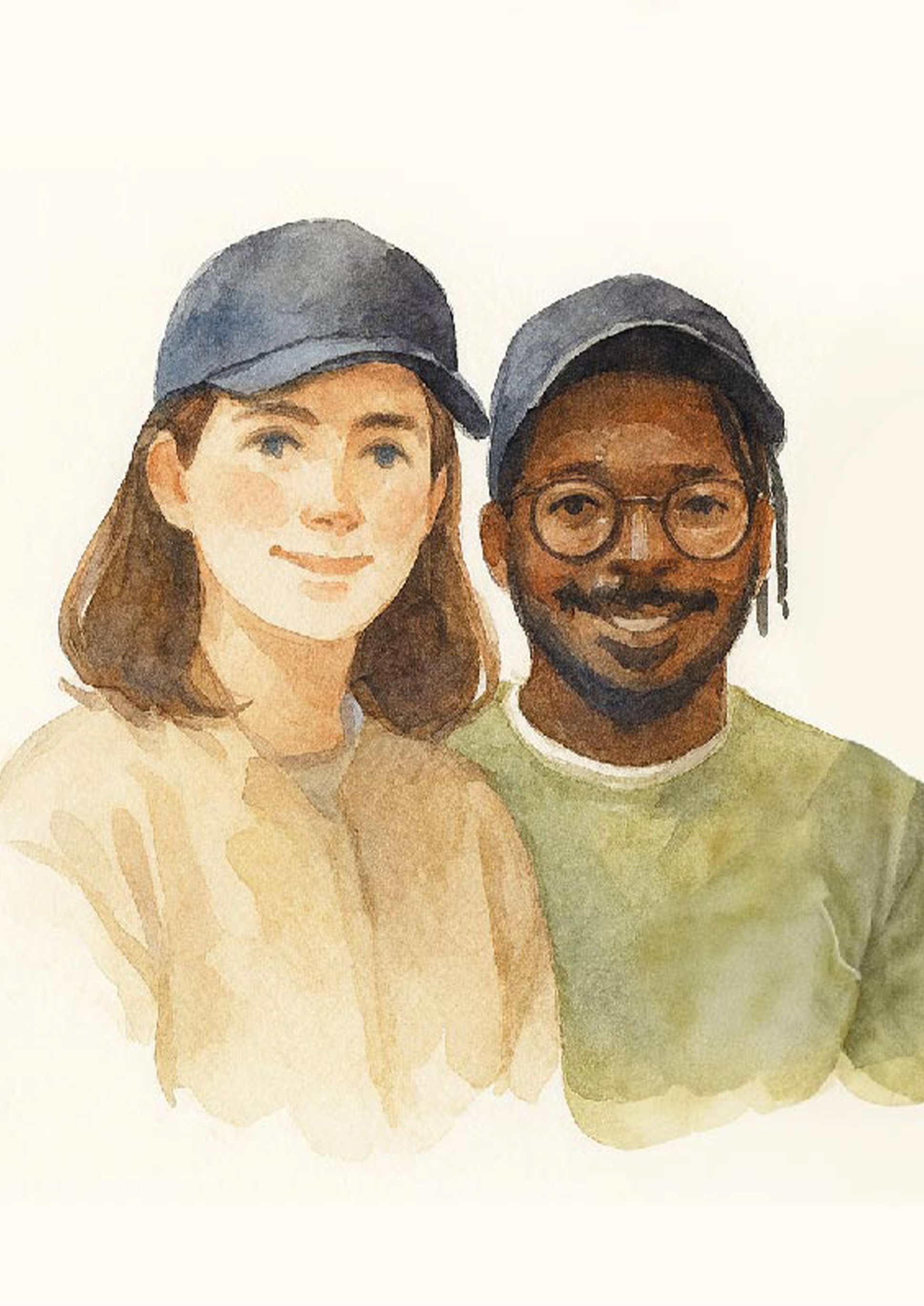 Amelie et Eric du restaurant amer illustré à l'aquarelle