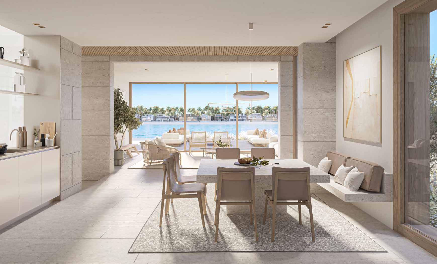 Contemporary living room with ocean views, showcasing elegant decor typical of signature villas.