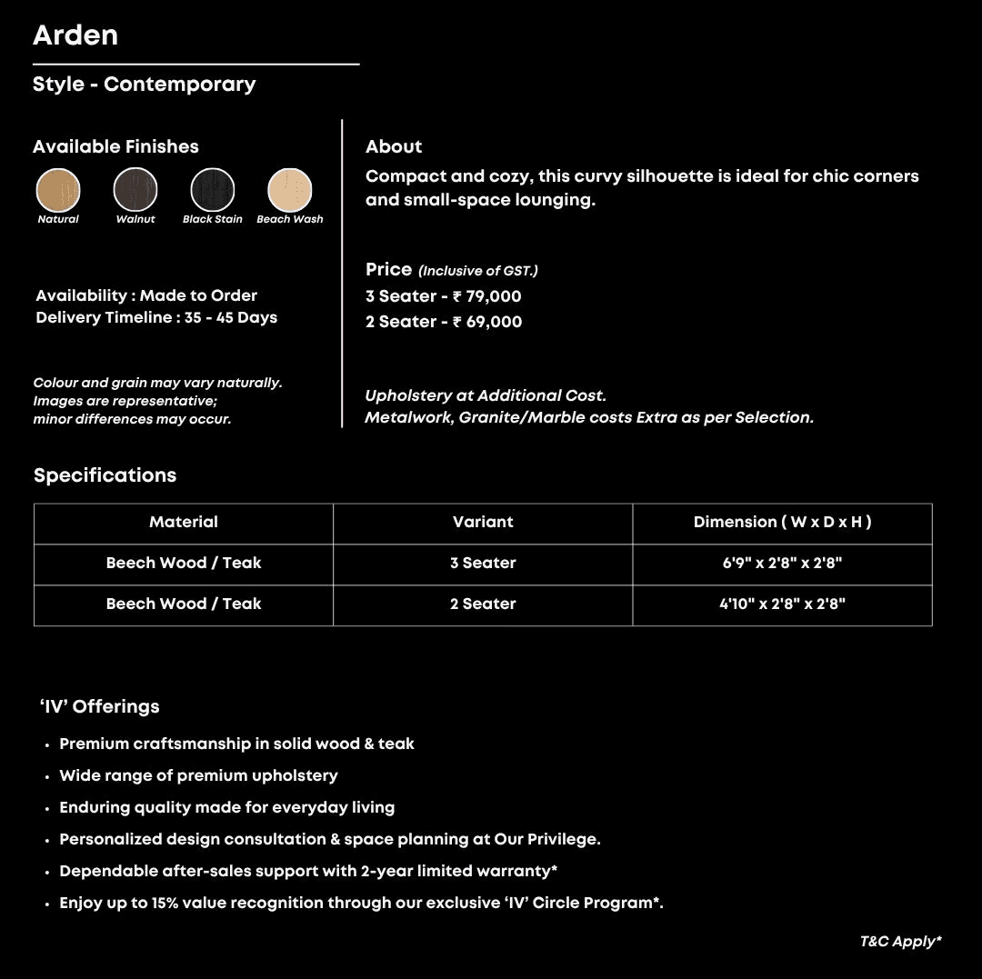 Soft aqua 3-seater with tufted back and curved arms.
