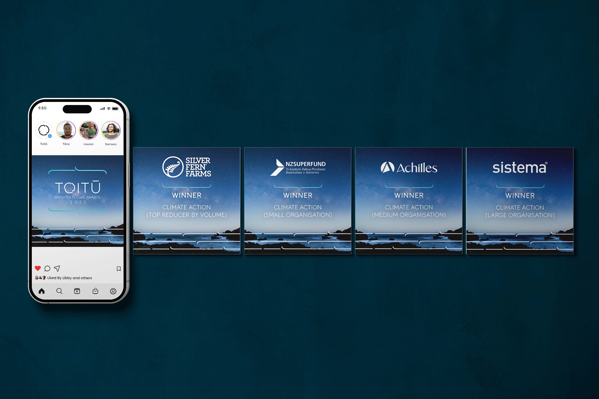 Toitū Brighter Future Awards social media images