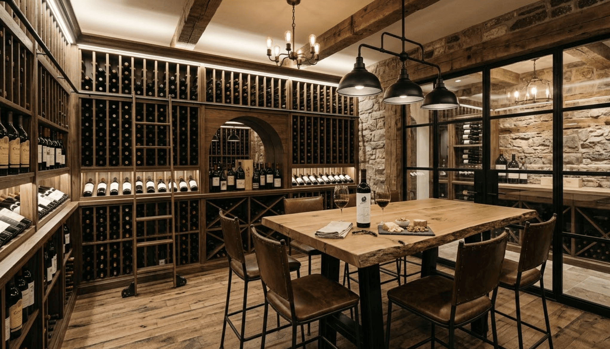 modern rustic wine cellar designed and built by prestige wine cellars in ausitn tx