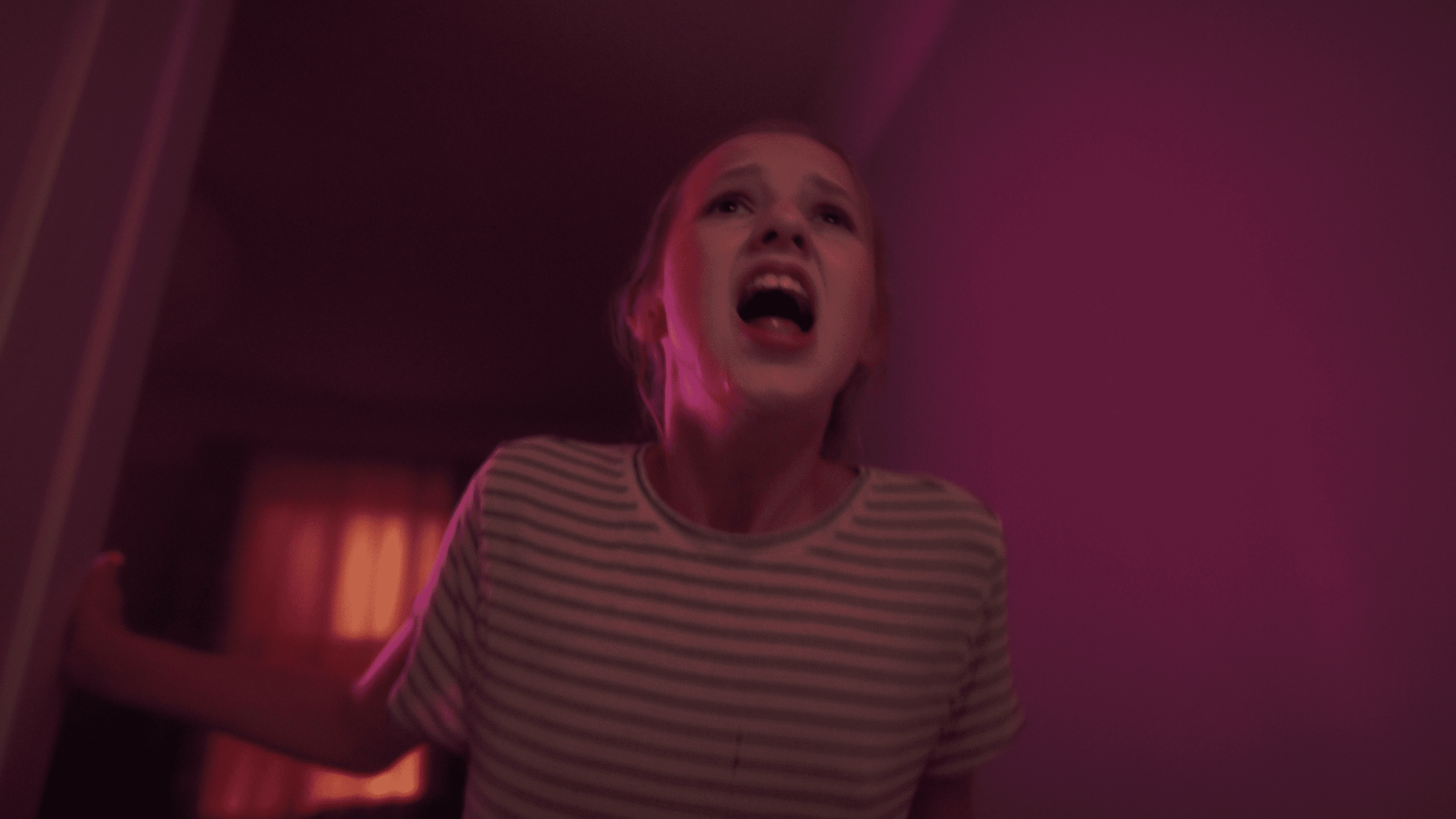 A young girl yelling