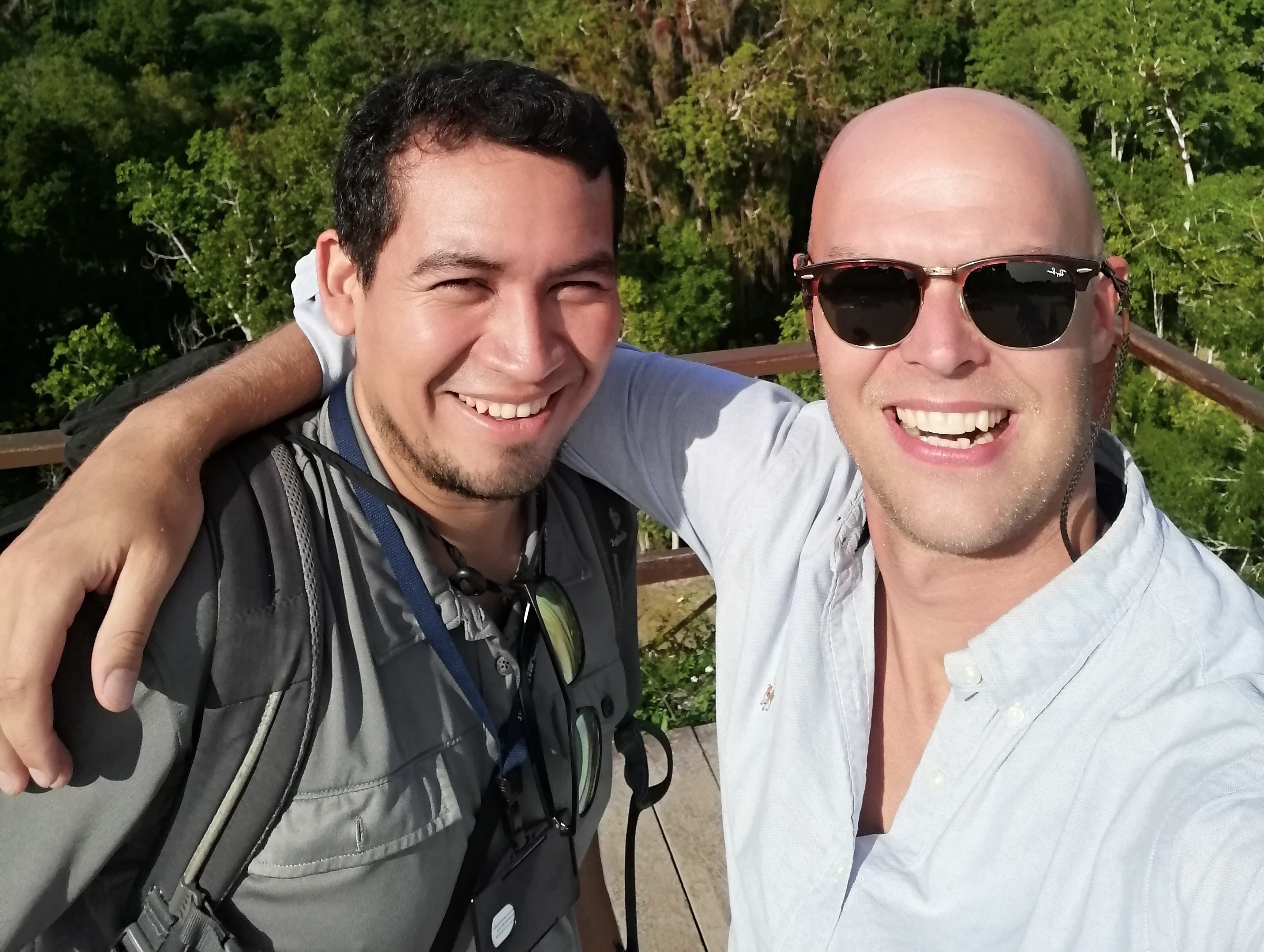 Picture of Elmer, the owner of Tikal VIP Tours, with one of his guests