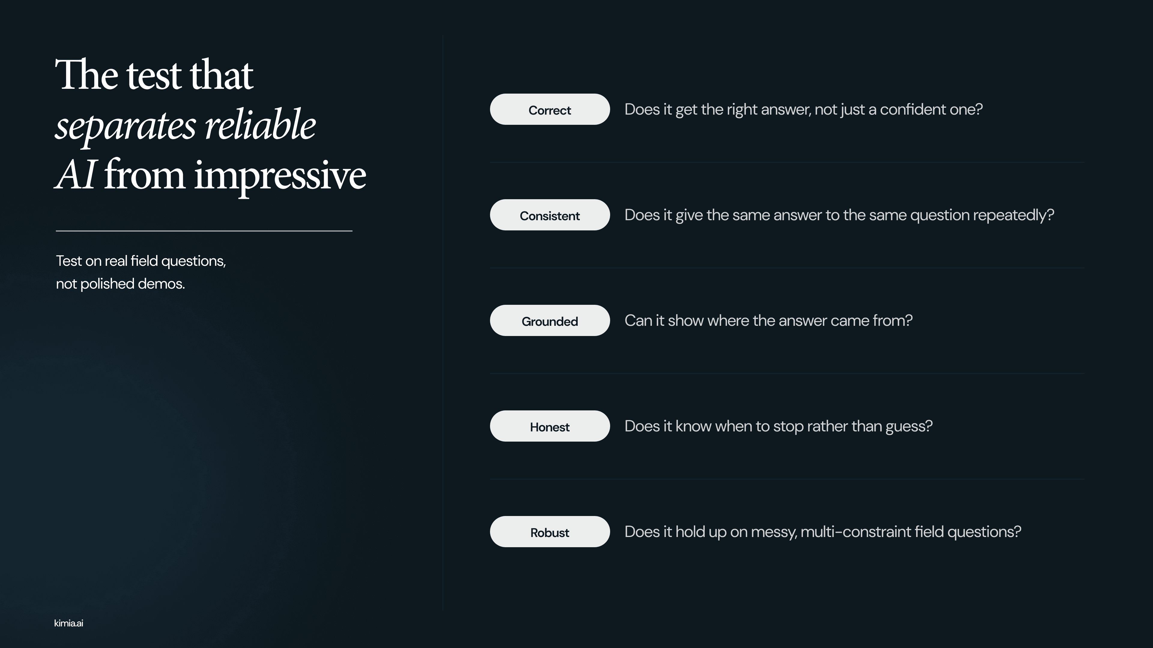 What seperates reliable AI from impressive