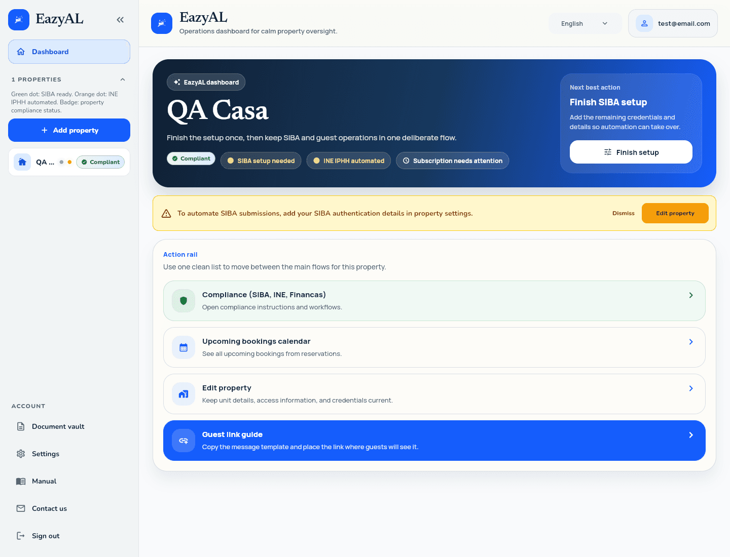 EazyAL SIBA guest reporting workspace