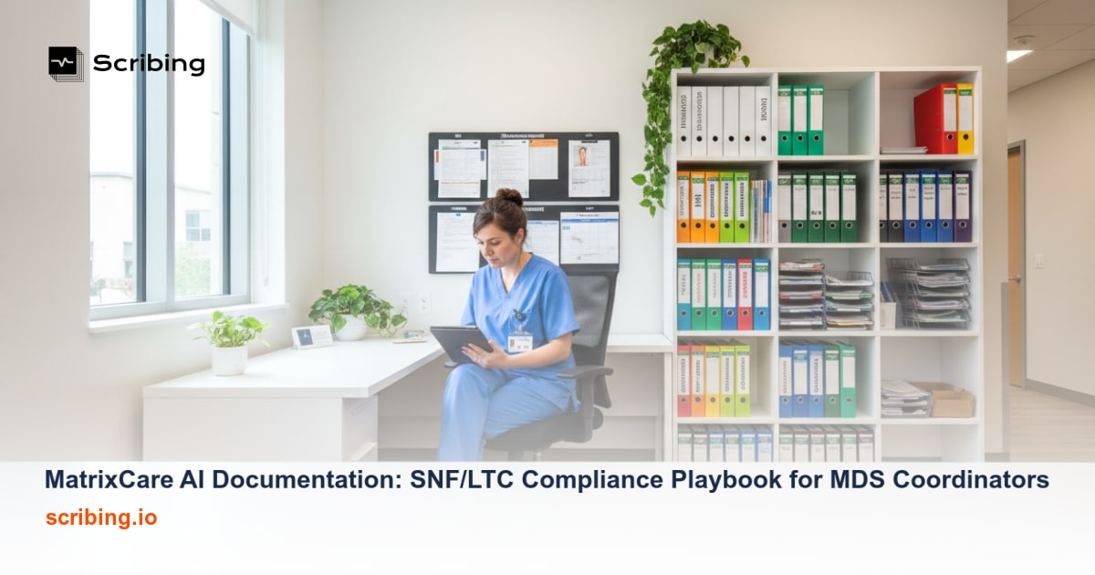 AI-powered clinical documentation workflow in a skilled nursing facility setting illustrating MatrixCare integration for SNF and LTC compliance