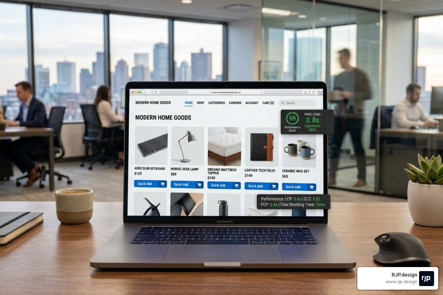 High-performance e-commerce interface showing fast load times and clean UI - web design agency New York