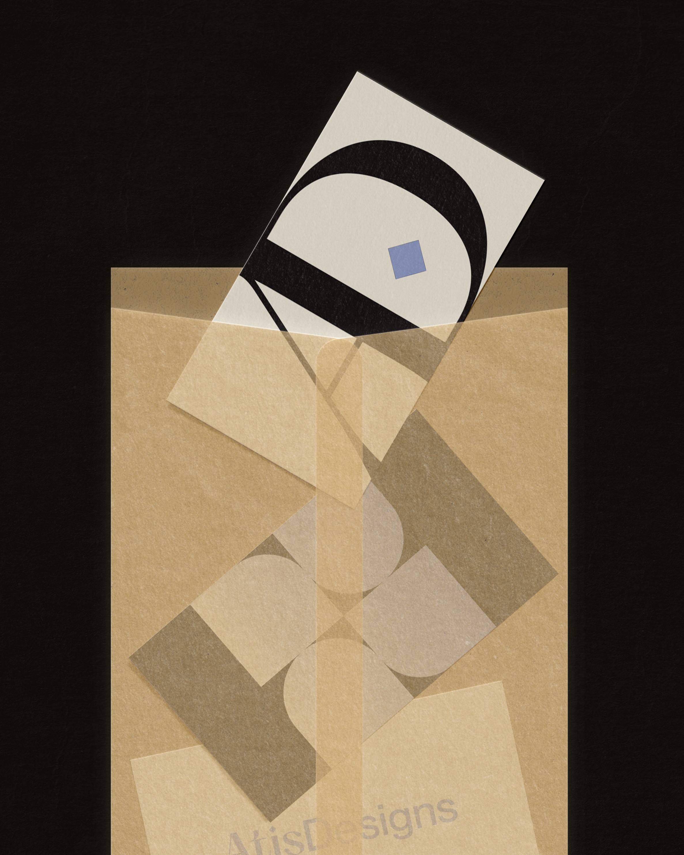 An envelope with business cards.