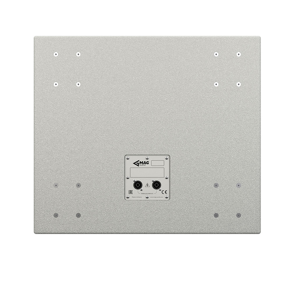Back panel of MAG Audio speaker with connectors.