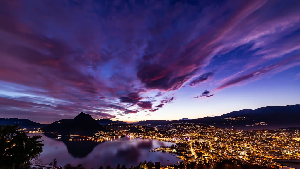 Scenic Lugano skyline representing the location of top Italian luxury furniture manufacturers Rivatelier.