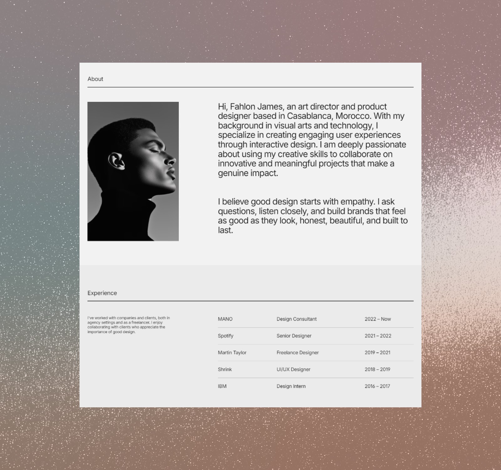 FAHLON — A sleek portfolio for creatives