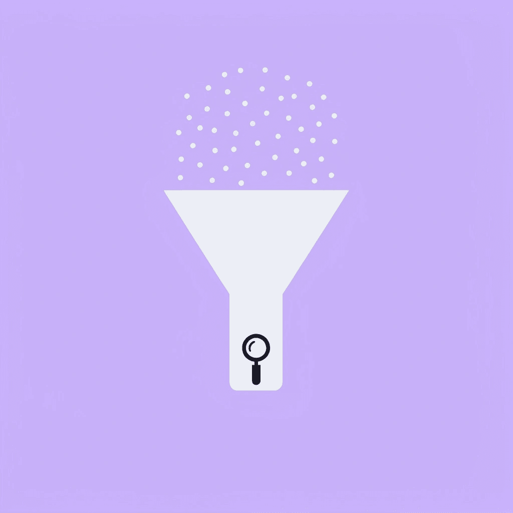  Funnel showing many features filtering down to the one solution that matters