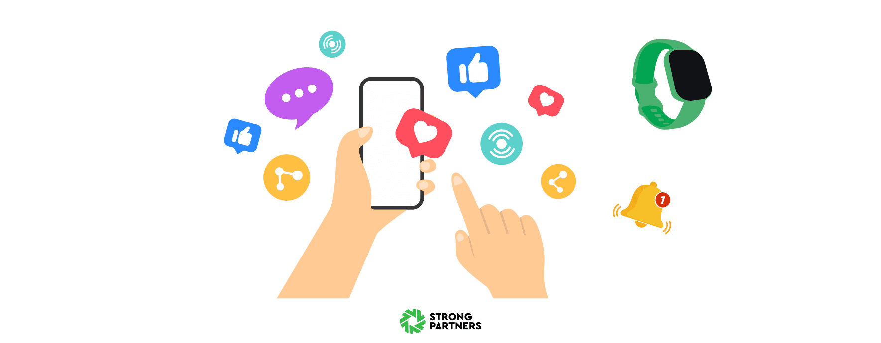 Schmuckbild zu digitaler Mediennutzung mit Icons