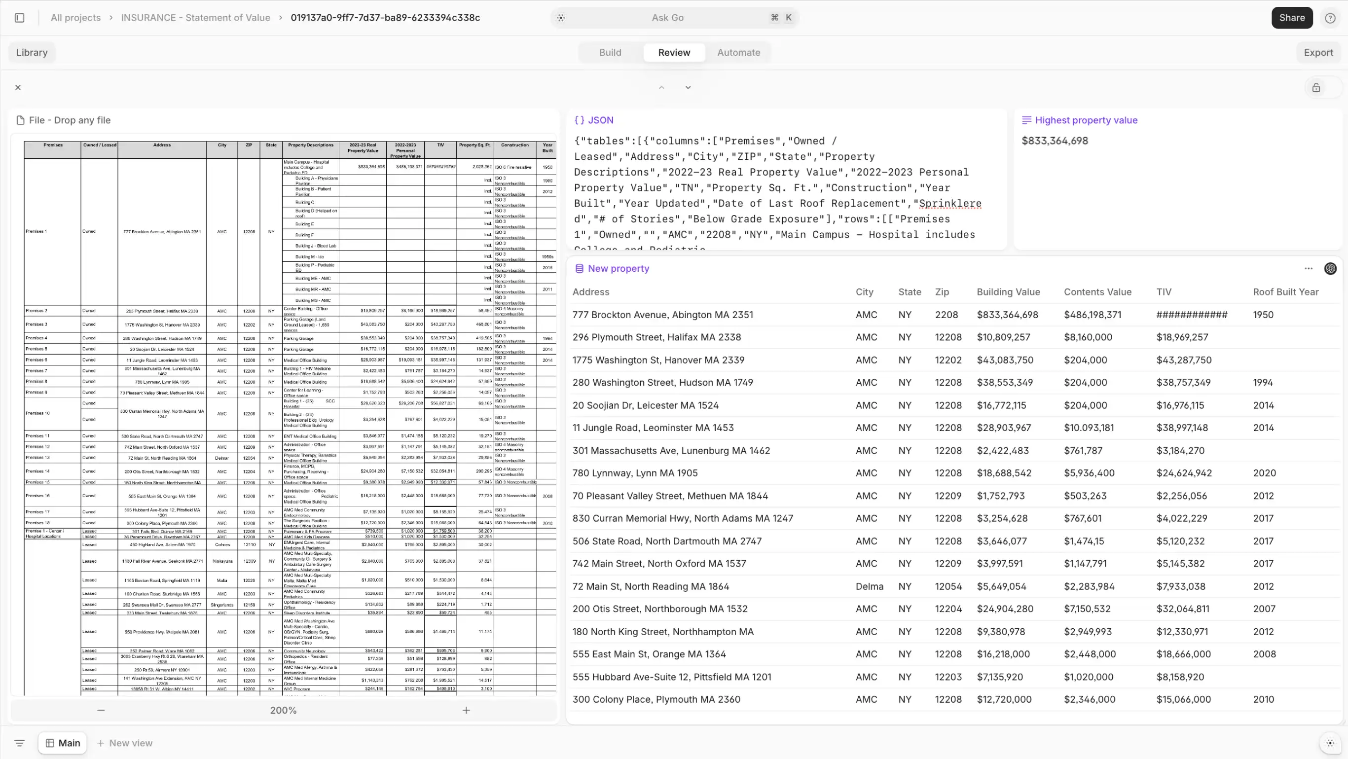 Statement of Value Data Extraction