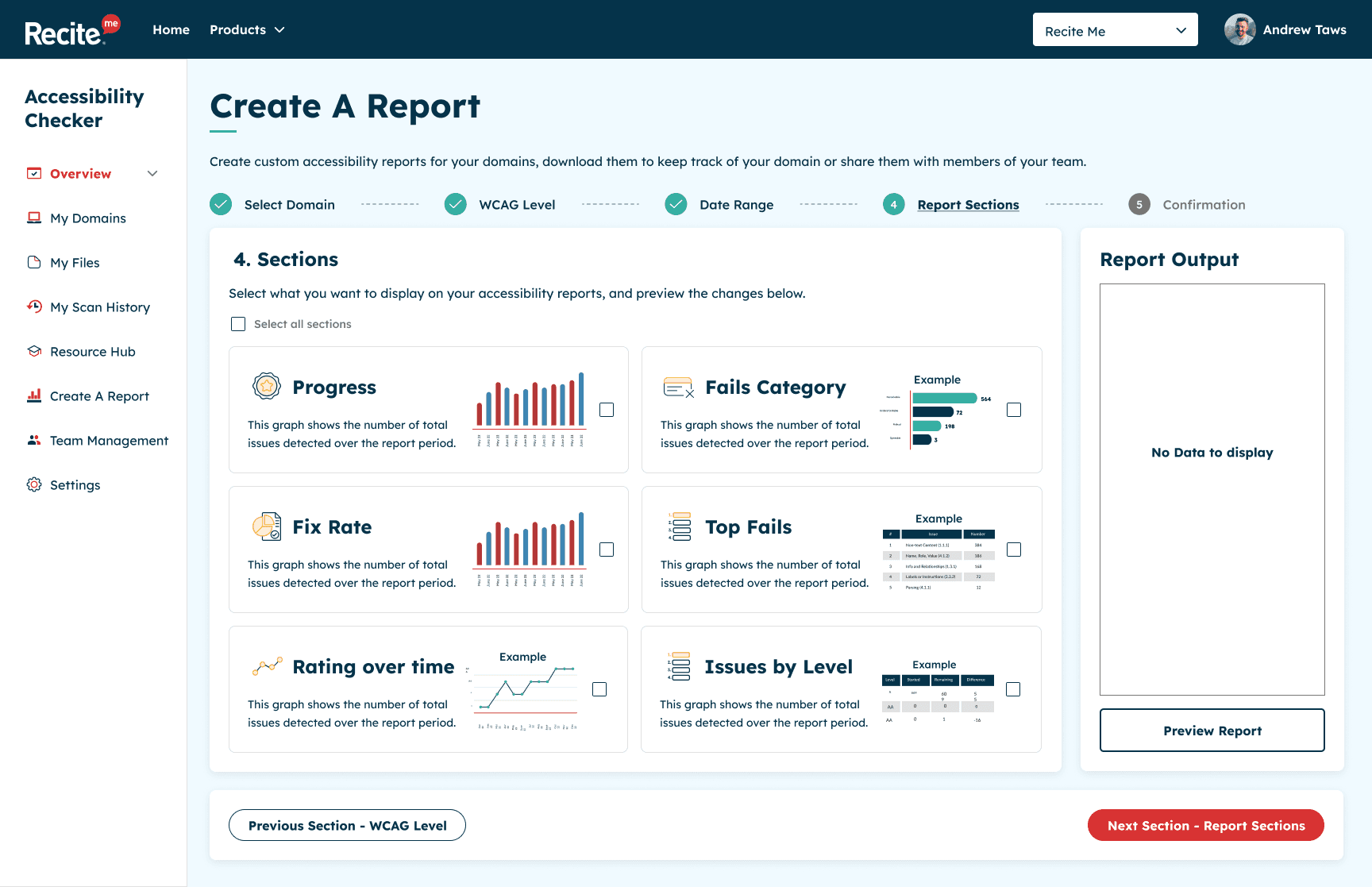 Create a report screen add report sections.