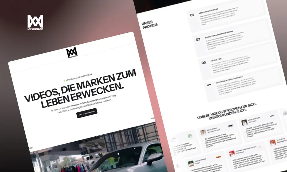Website-Relaunch für Videoproduktionsagentur mit Hero Section, Prozess und Testimonials