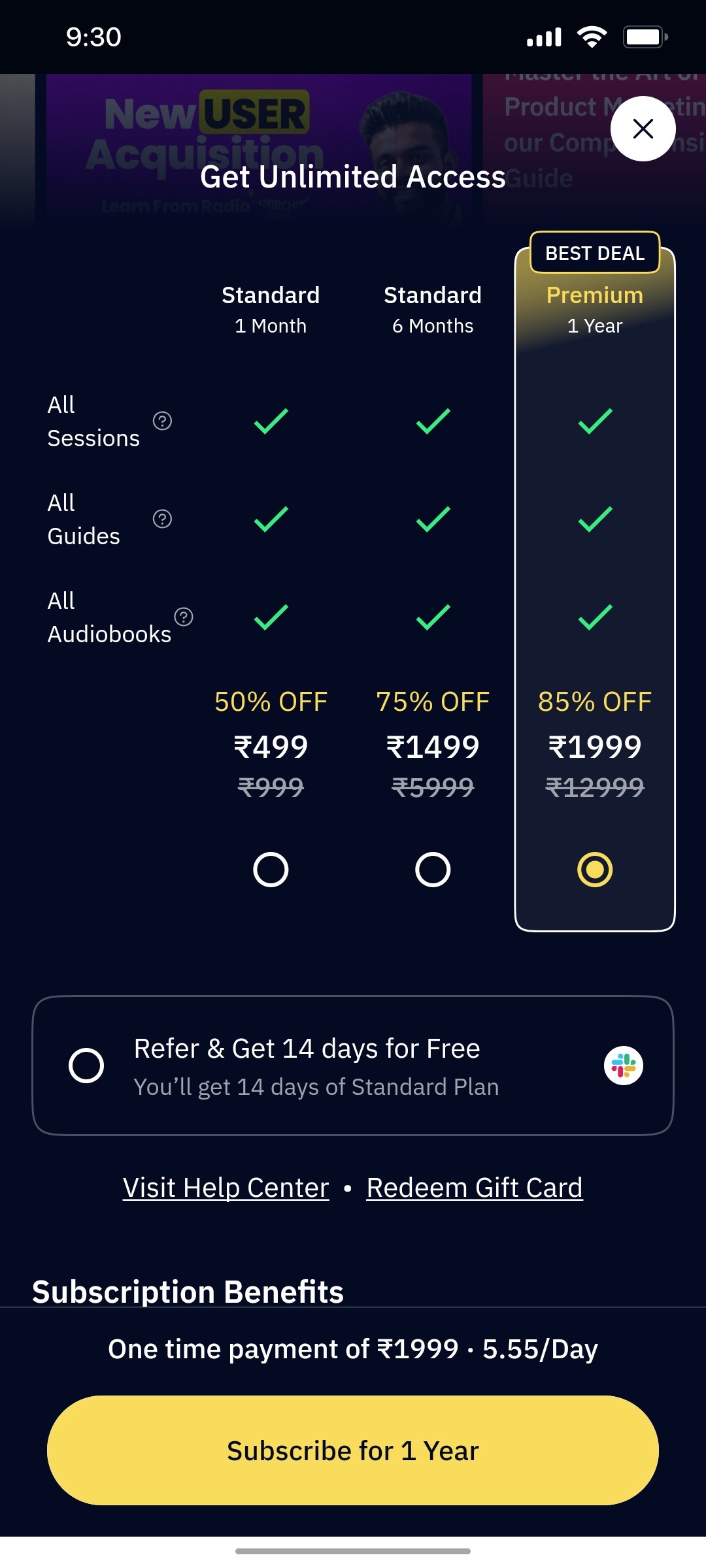 Outskill Pricing screen