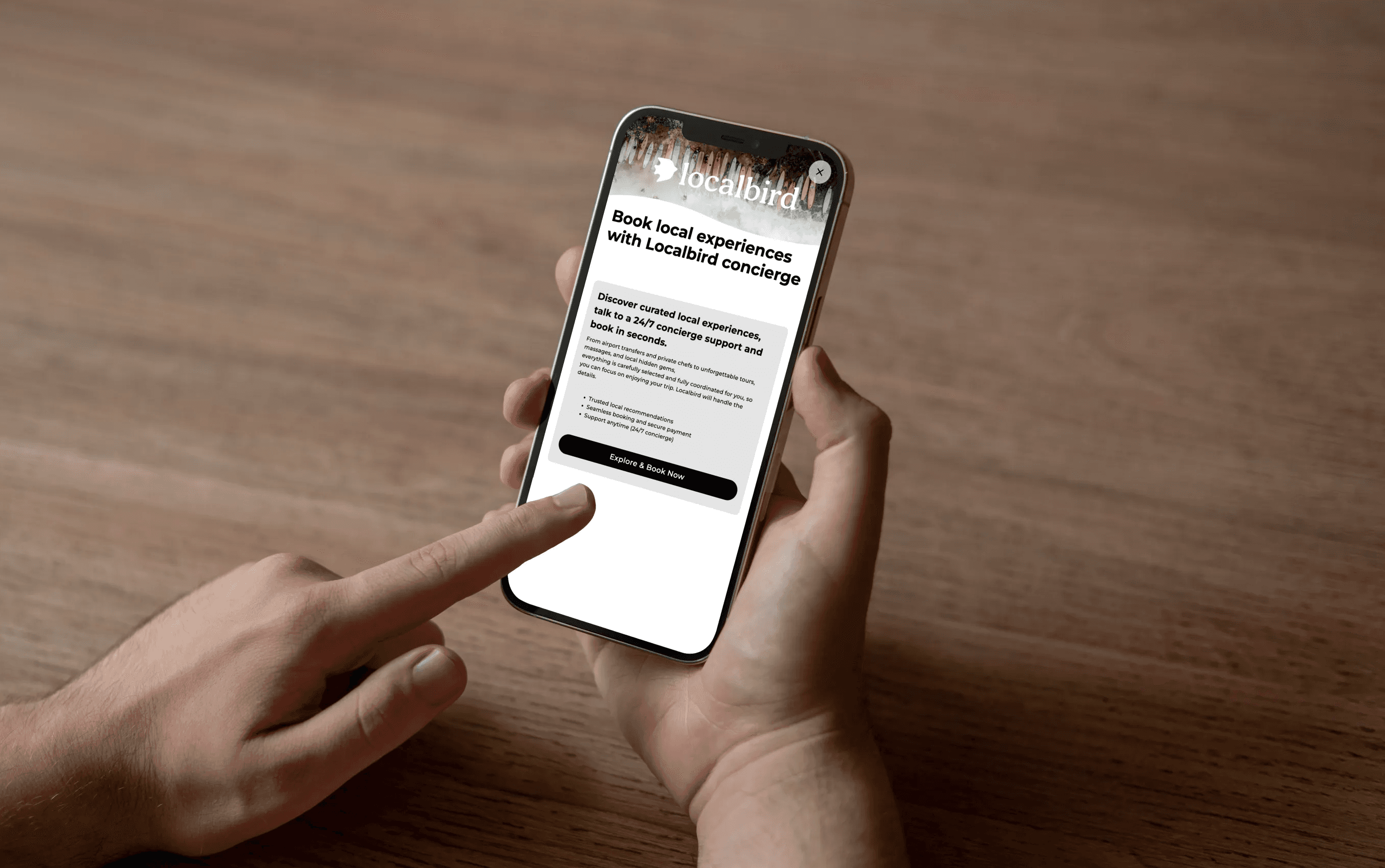 Guest orders local experiences through the Locabird store in the Boarding Pass guest app