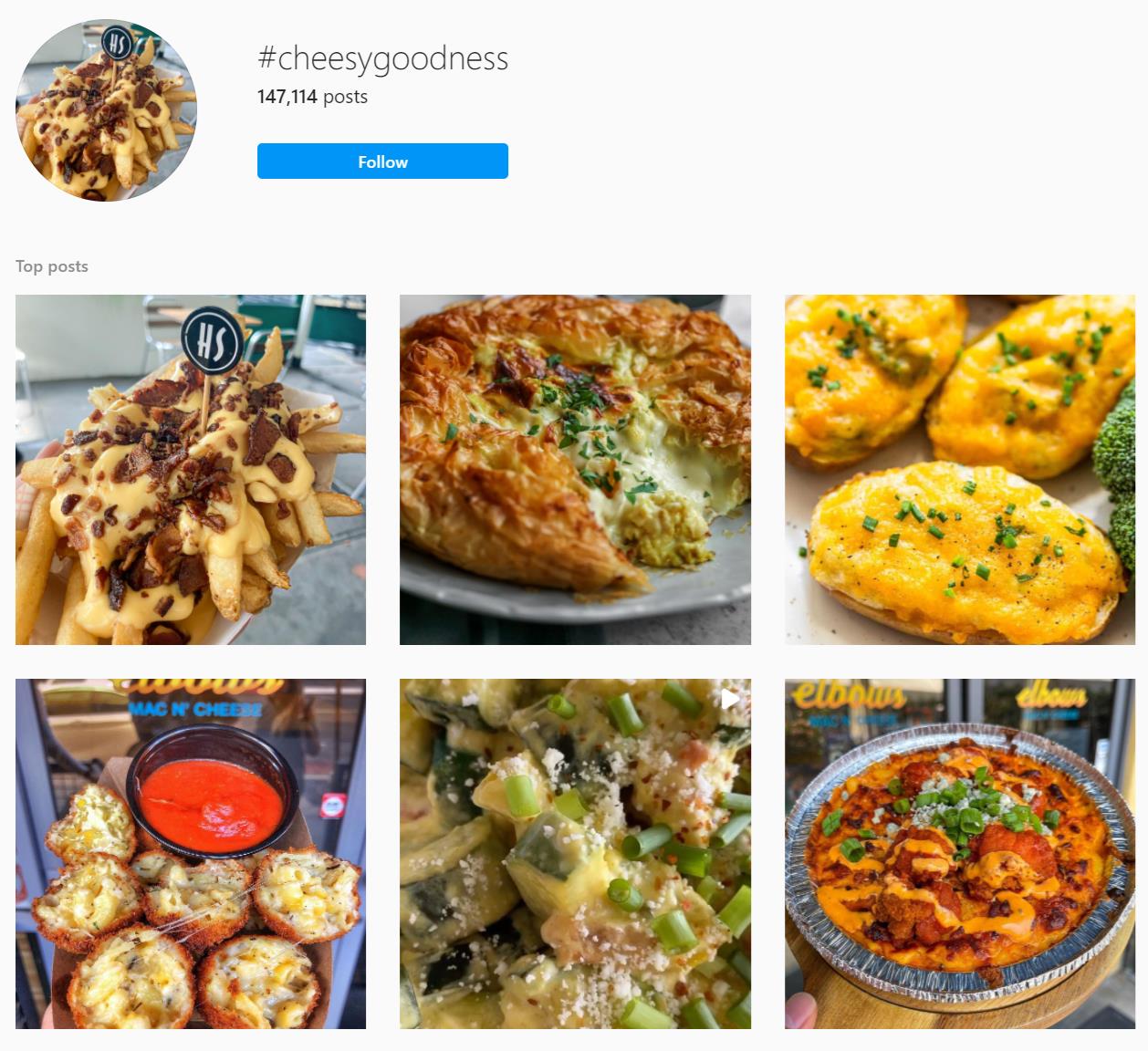 cheesy goodness Instagram hashtag page