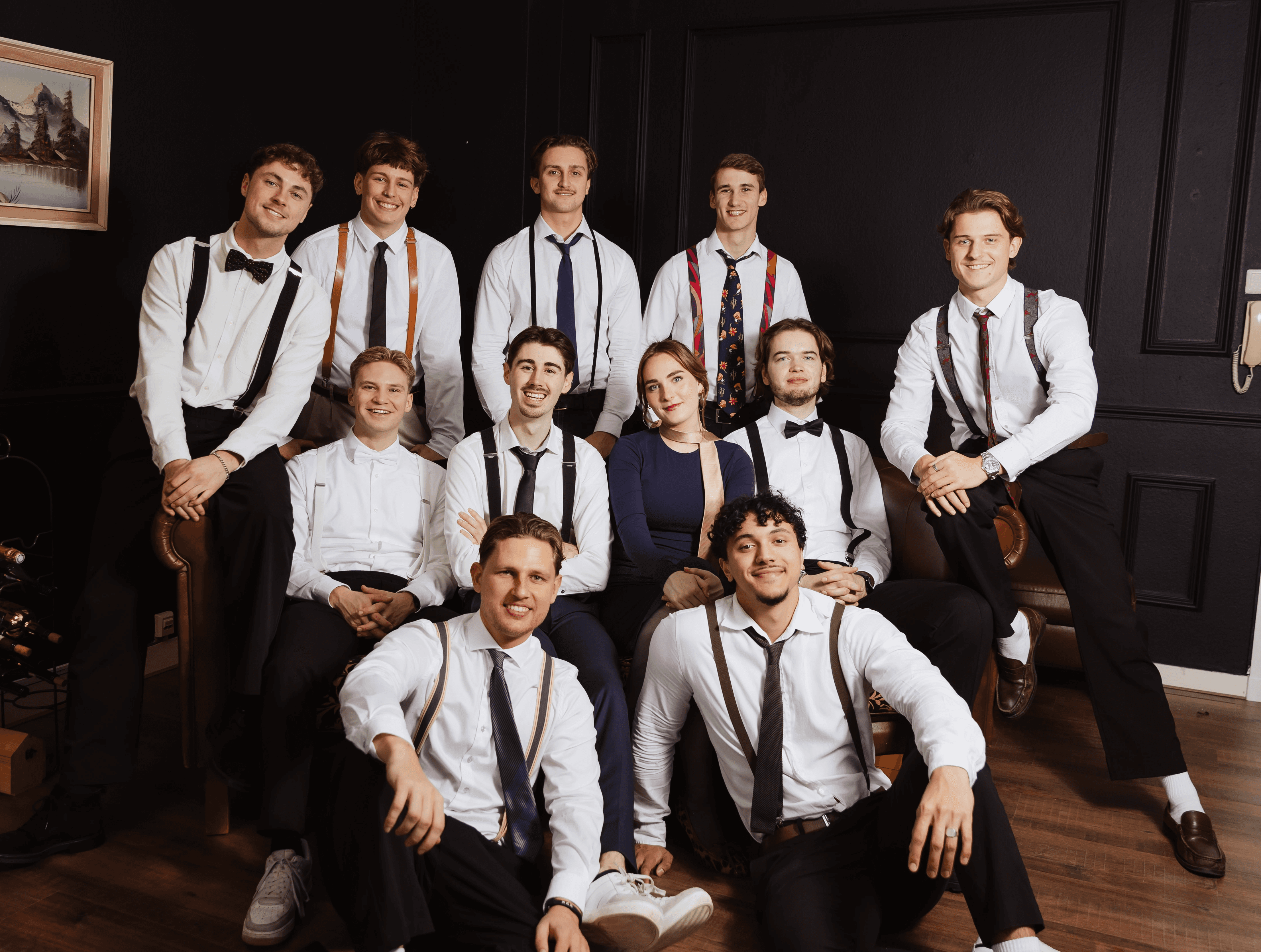 a neon sign hanging from the side of a wall