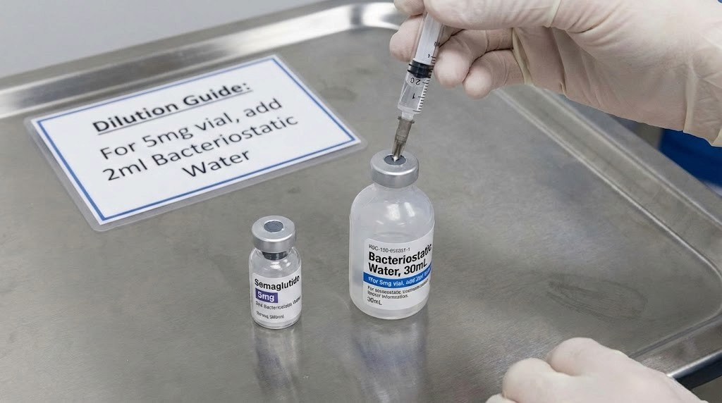 How much bacteriostatic water to mix with 5mg of semaglutide