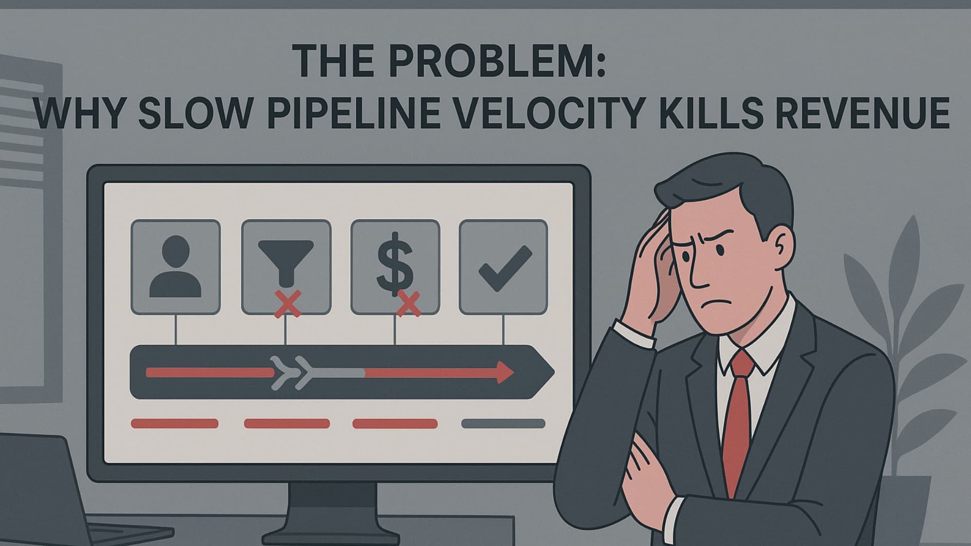 Sales manager struggling with slow sales pipeline velocity and stalled deals.