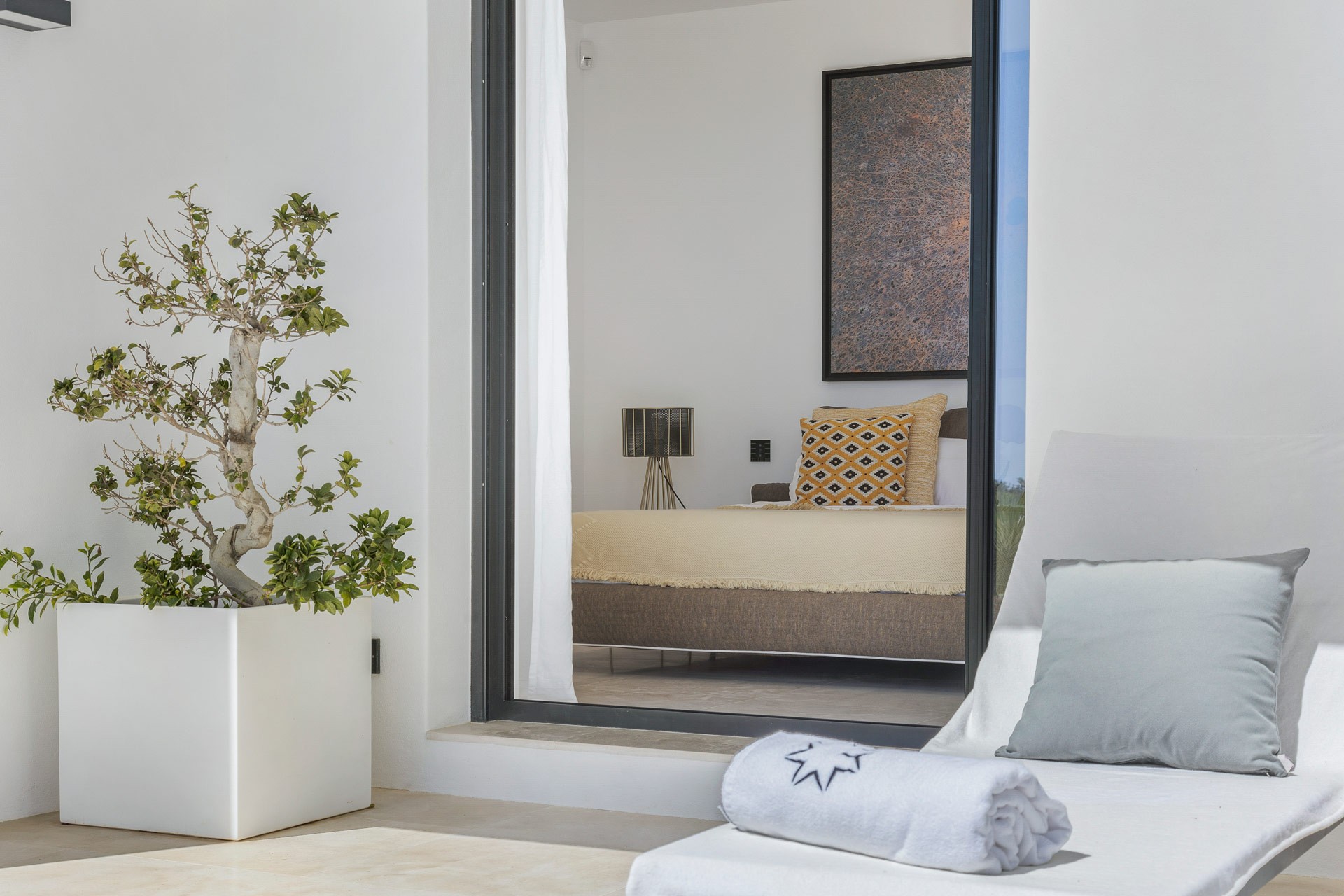 Suite Three terrace at exclusive luxury villa Ibiza, private privacy VIP holiday retreat.