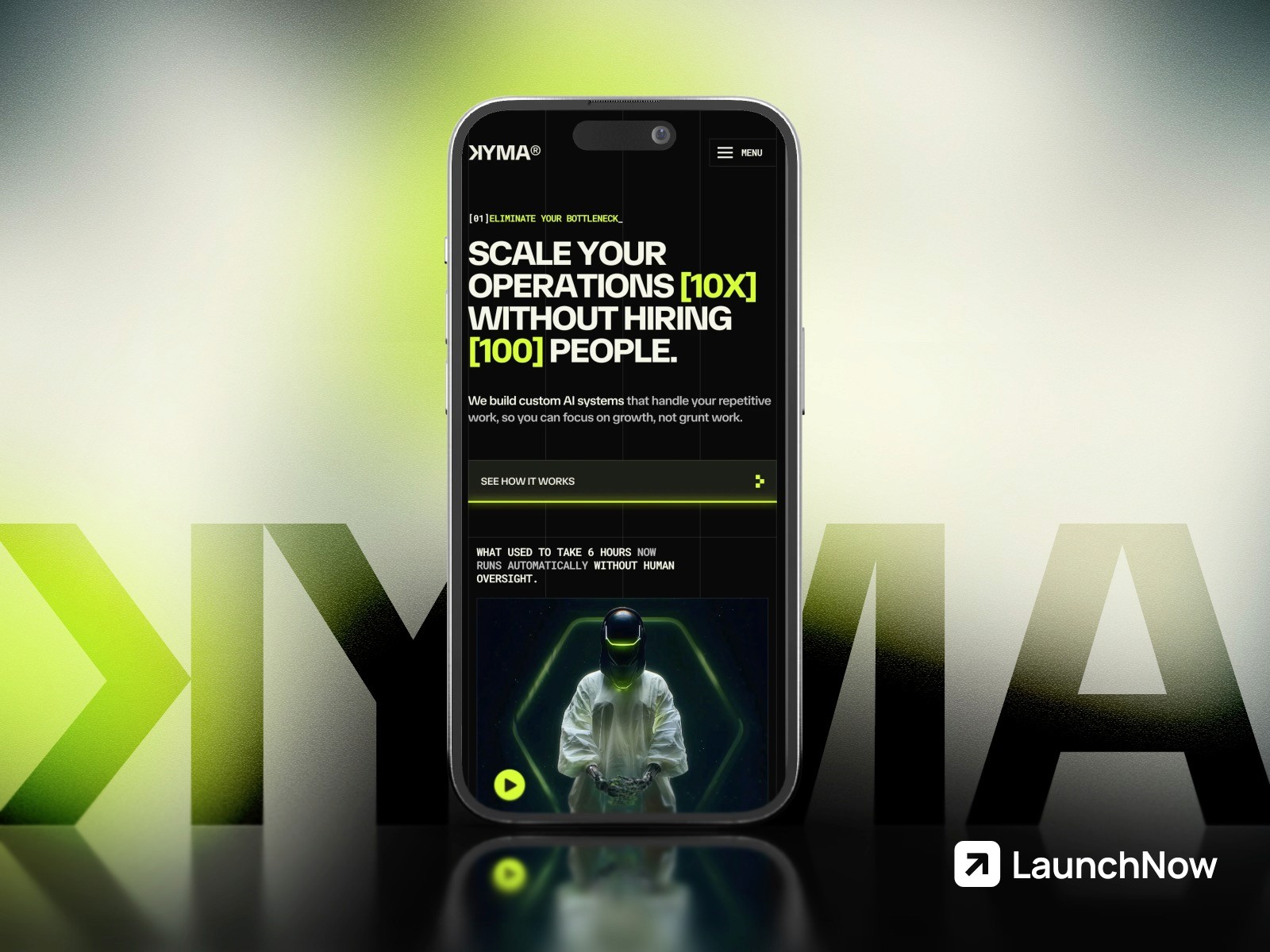 KYMA template mobile responsive design on phone