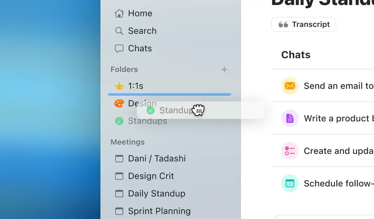 Radiant AI app suggesting next steps and instant actions beyond note-taking.