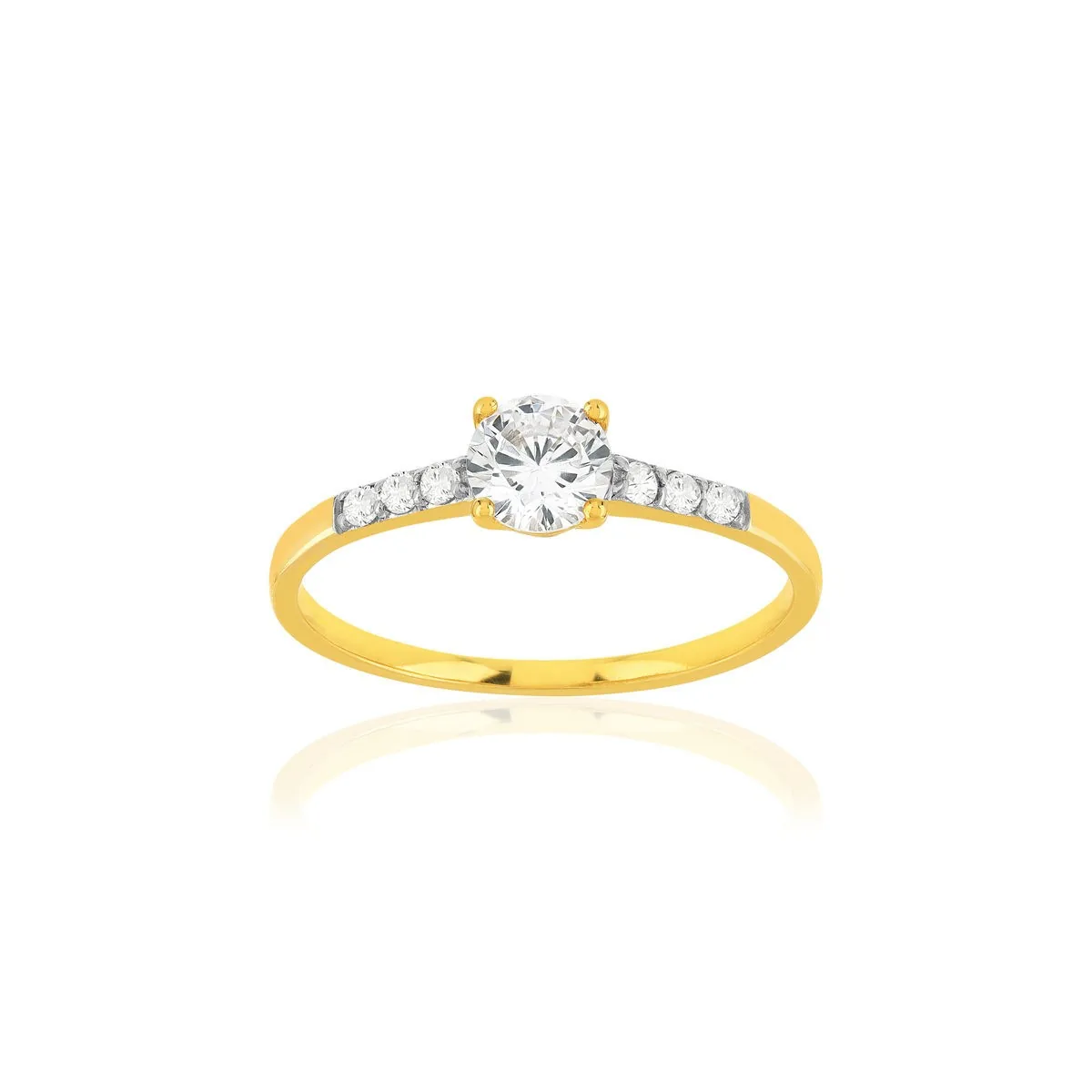 Bague en deux ors 375 sertie de oxydes de zirconium