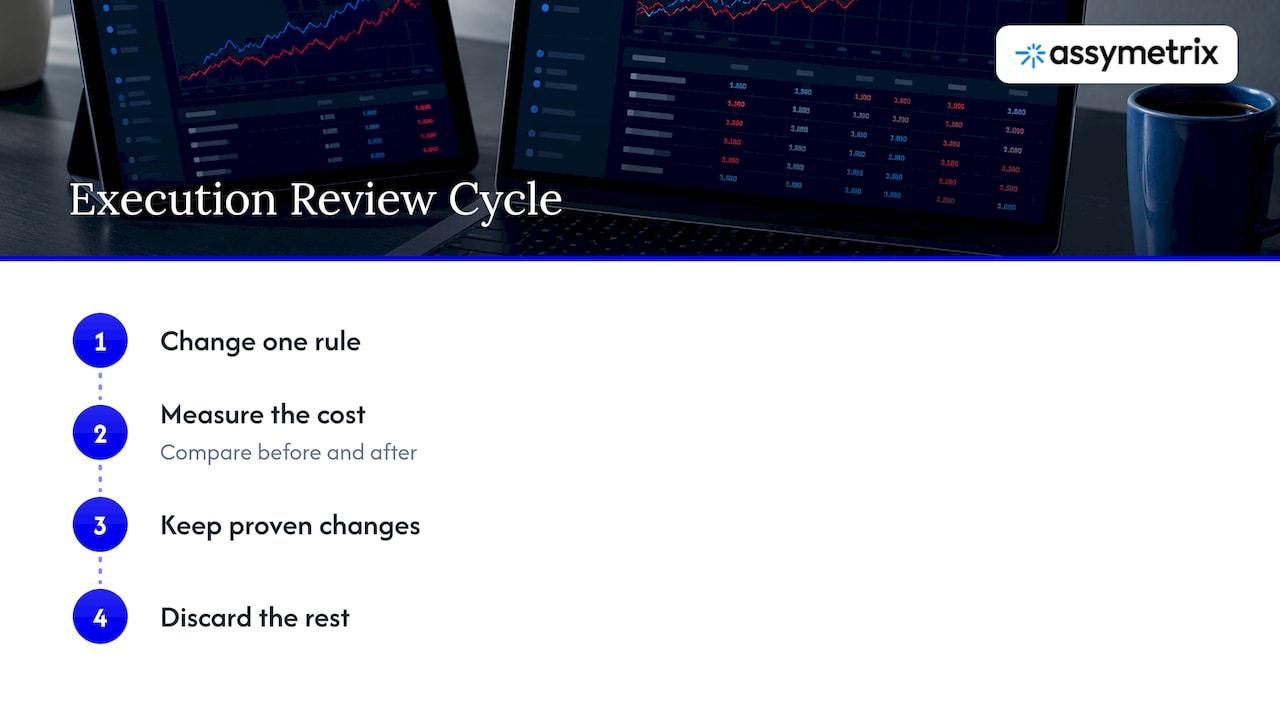 Treating execution as a repeatable, measurable edge — overview diagram