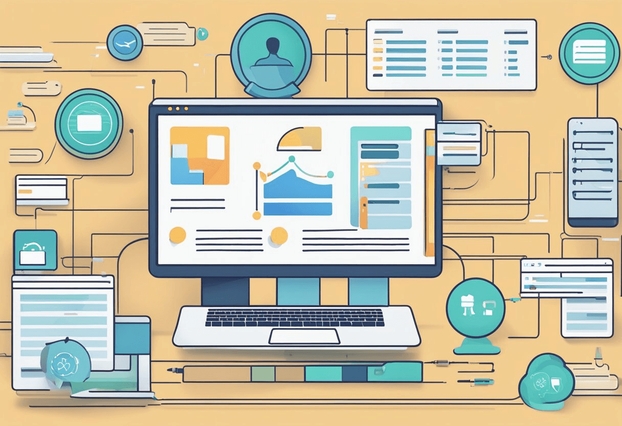 A computer screen displaying a streamlined recruitment process with digital tools and platforms. Multiple tabs open, showcasing efficiency in external recruitment