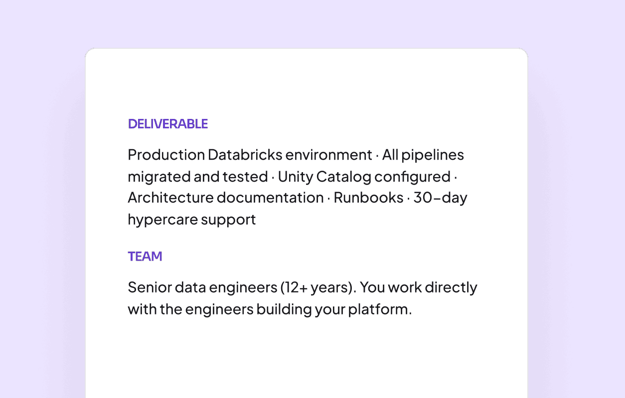 Databricks Migration & Implementation timeline & result