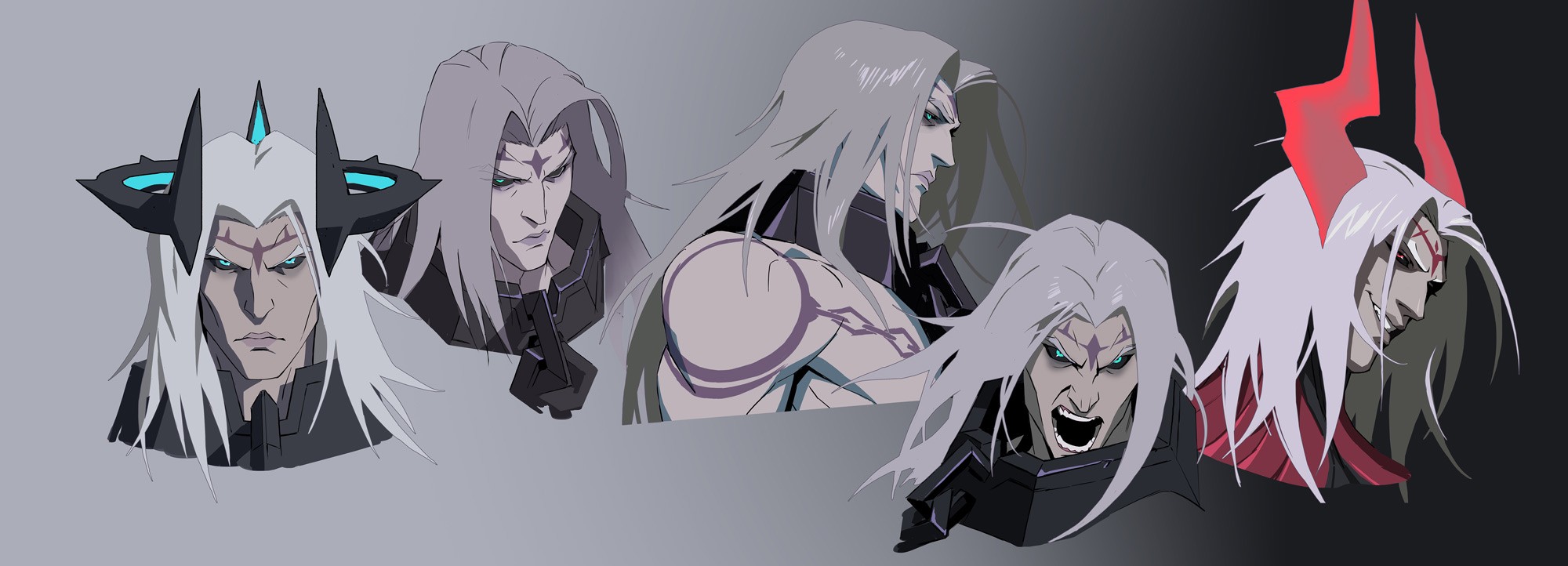 Character designs for Rowena’s sister in various costume designs.