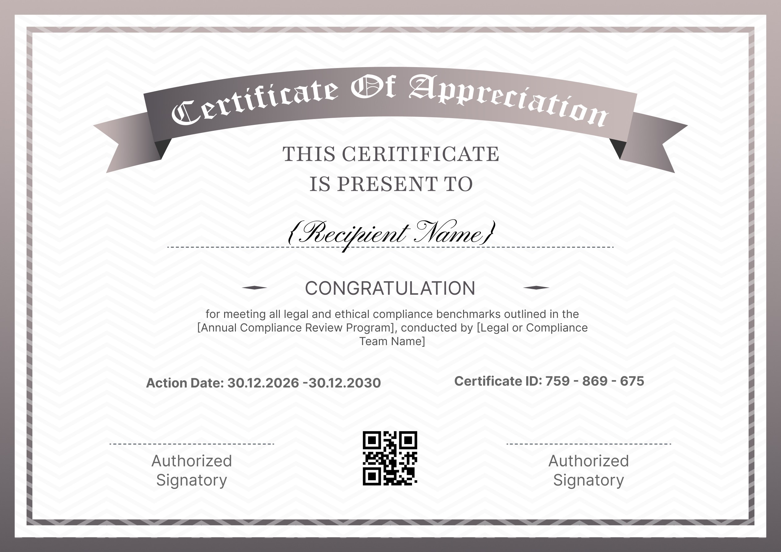 Wauld - Original and Professional Certificate of Compliance Template