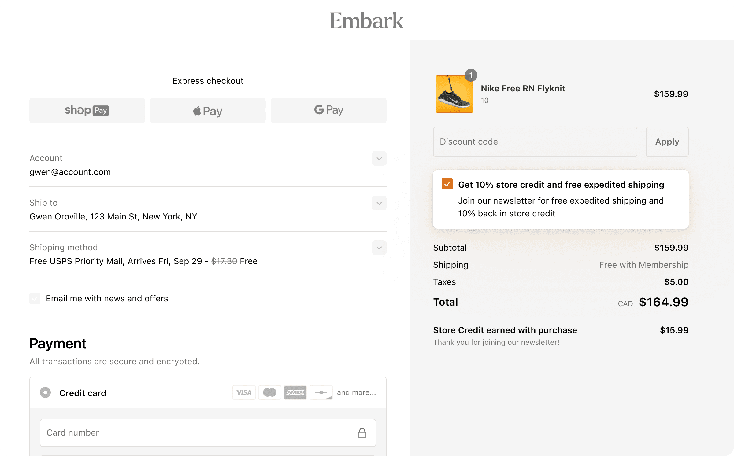 Shopify Checkout displaying Lantern information