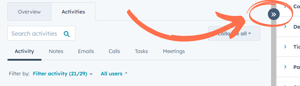 HubSpot Timeline Sidebar