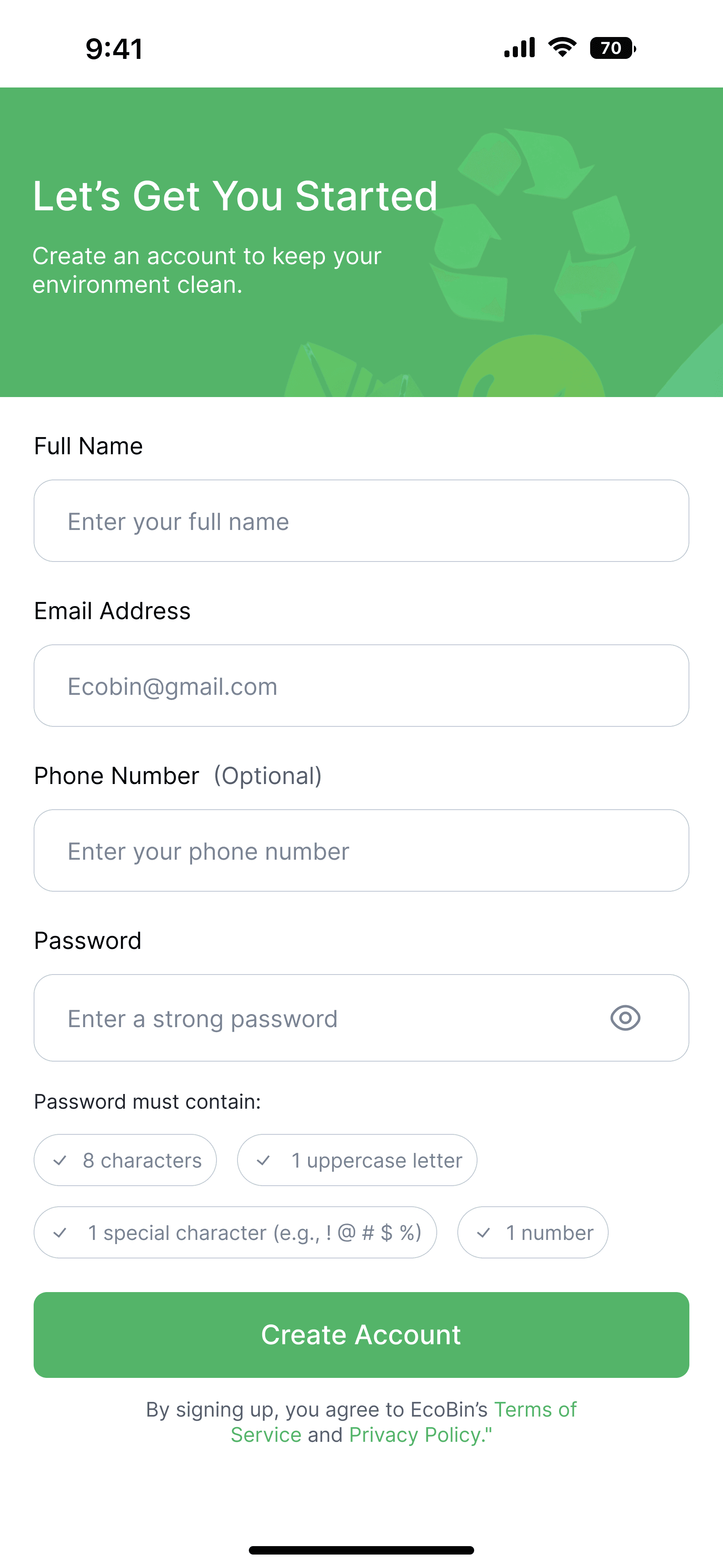 Authentication & Setup, screen 1