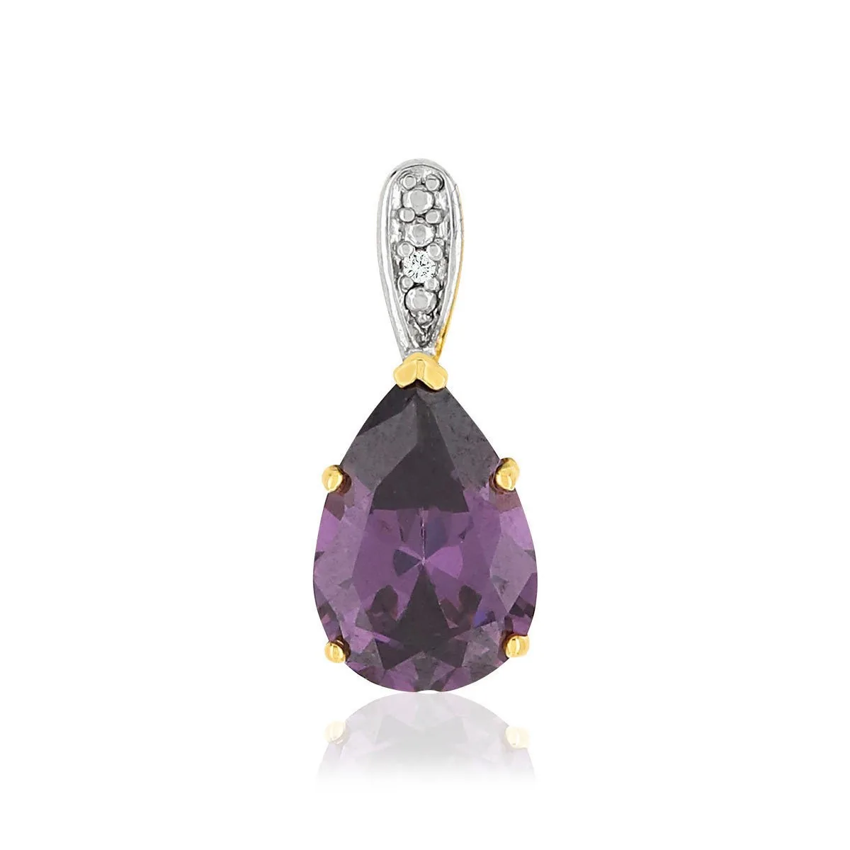 Pendentif en deux ors 375 serti de diamants et améthystes
